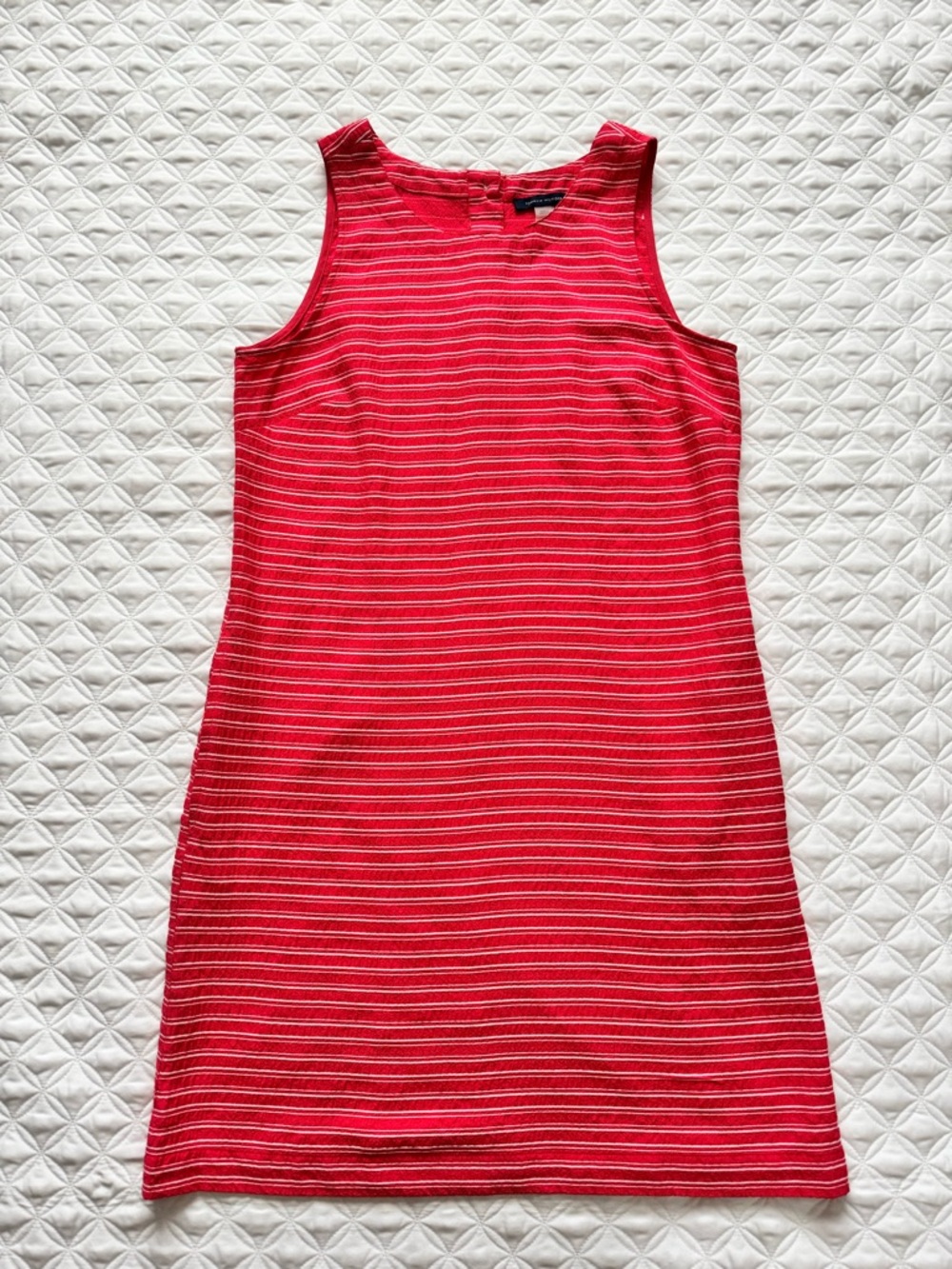 Tommy Hilfiger Light Red White Striped Sleeveless Shift Mini Dress Size 4